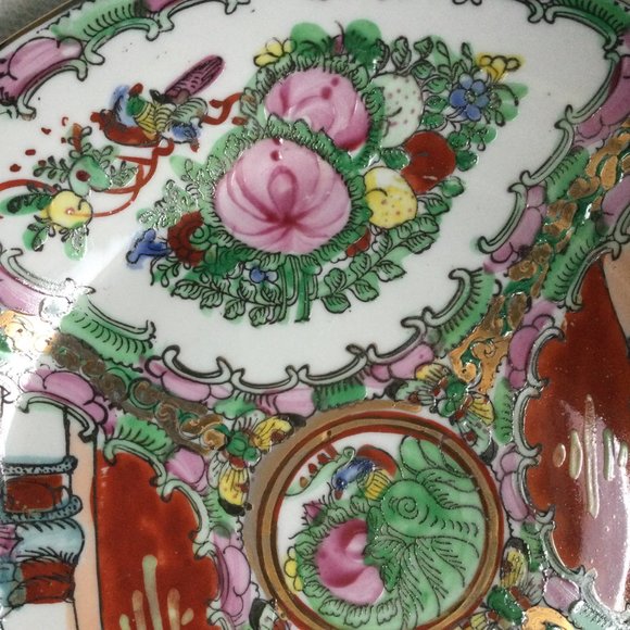 Vintage Chinese Famille Rose Medallion Canton hand painted Porcelain Plate 10.5" - Picture 3 of 8